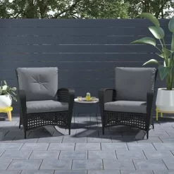 2pk Steel Woven Wicker Lounge Chairs With Cushions - Black/Gray - Room & Joy -Room & Joy GUEST 048a019f c258 49f0 9042 0fd53e4f0d12