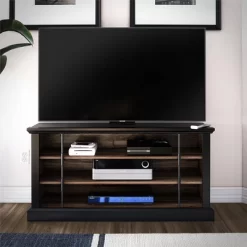Hoffman Rustic TV Stand For TVs Up To 50" Black And Walnut - Room & Joy