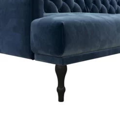 Lyla Upholstered Velvet Futon Blue - Room & Joy -Room & Joy GUEST 0c66fd6b 1229 4321 a8a2 1a774983b390