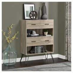 43" Seasons Retro Bookshelf With Bins Sonoma Oak - Room & Joy -Room & Joy GUEST 0e87cae9 d197 429c a27a 77b69c7aba5b