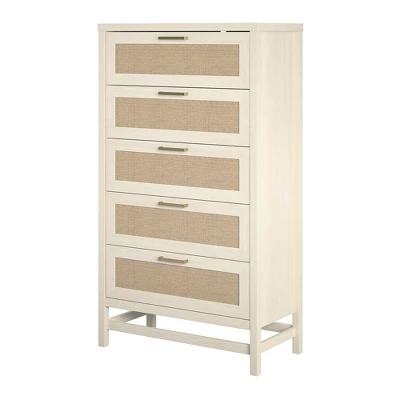 Latta 5 Drawer Dresser Ivory Oak/Faux Rattan - Room & Joy 7 Latta 5 Drawer Dresser Ivory Oak/Faux Rattan - Room & Joy - Image 5