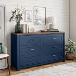 Henry 6 Drawer Walnut Top Wide Dresser Navy - Room & Joy 13 Henry 6 Drawer Walnut Top Wide Dresser Navy - Room & Joy -Room & Joy GUEST 145b3e1b aecc 42cd af57 cba4e83e5005