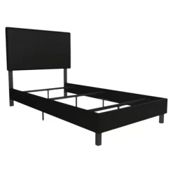 Twin Janford Upholstered Bed Black Faux Leather - Room & Joy