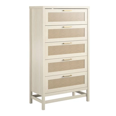 Latta 5 Drawer Dresser Ivory Oak/Faux Rattan - Room & Joy 6 Latta 5 Drawer Dresser Ivory Oak/Faux Rattan - Room & Joy - Image 4