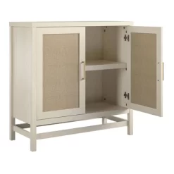 Latta 2 Door Storage Cabinet Ivory Oak/Faux Rattan - Room & Joy -Room & Joy GUEST 166a6942 1a9c 48d6 b6ed e25d9d979374