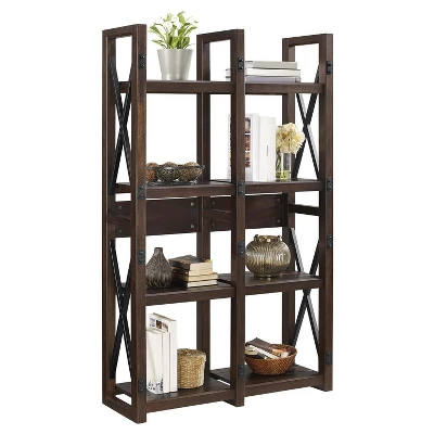 60" Hathaway Wood Veneer Bookshelf/Room Divider Espresso - Room & Joy 3 60" Hathaway Wood Veneer Bookshelf/Room Divider Espresso - Room & Joy