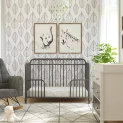 Room & Joy Emma 3-in-1 Convertible Metal Crib JMPA Certified - Gray -Room & Joy GUEST 18639a1c 906c 4d25 8127 1baf51d71934