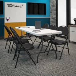 Set Of 4 Triple Braced Commercial Xl Comfort Padded Metal Folding Chair Black - Room & Joy -Room & Joy GUEST 1be8e4b1 5f52 4973 b8ed 305aa9feb027