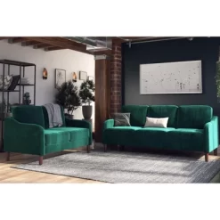 Penny 2 Seater Loveseat Sofa Green Velvet - Room & Joy -Room & Joy GUEST 1e7ddf30 db32 4696 80b2 8ae2d8f4e144
