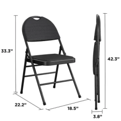 Set Of 4 Triple Braced Commercial Xl Comfort Padded Metal Folding Chair Black - Room & Joy -Room & Joy GUEST 20581300 6bea 4ff1 a12a 55e9a5d39e6b