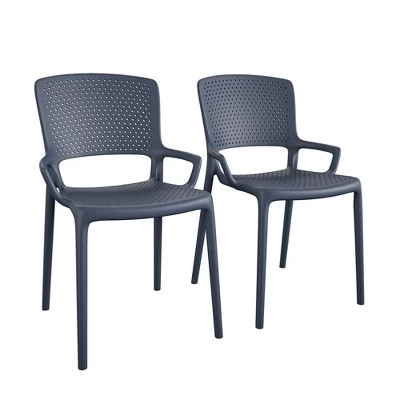 2pk Indoor/Outdoor Stacking Resin Chairs With Square Back & Arms - Room & Joy 10 2pk Indoor/Outdoor Stacking Resin Chairs With Square Back & Arms - Room & Joy - Image 9