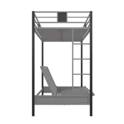 Twin Over Futon Maxence Metal Bunk Bed Silver/Black - Room & Joy -Room & Joy GUEST 2acbb000 e93e 4a17 a72c 5893f0c0352a