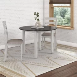 3pc Jacy Drop Leaf Round Dining Table And Chair Set Brown/Oyster - Room & Joy -Room & Joy GUEST 2bdd53cd ac21 4387 9cde 32b89e5e1f21