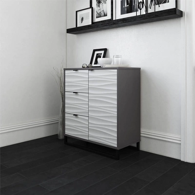 Maddock 1 Door 3 Drawer Accent Cabinet With Faux Wave Pattern Graphite - Room & Joy 4 Maddock 1 Door 3 Drawer Accent Cabinet With Faux Wave Pattern Graphite - Room & Joy - Image 2
