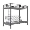 Twin Over Futon Maxence Metal Bunk Bed Silver/Black - Room & Joy -Room & Joy GUEST 380876f3 19e7 490f a7fc a0f2ddea8f8e