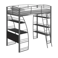 Andy Metal Loft Bed With Integrated Desk And Shelves - Room & Joy -Room & Joy GUEST 42692434 7129 4443 ab75 56a2389803d3