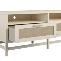 Latta TV Stand For TVs Up To 60" With Faux Rattan Ivory Oak - Room & Joy -Room & Joy GUEST 489011c4 20b3 4c5f 81d2 82b6034b0b60