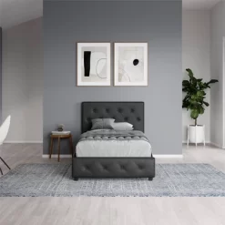 Dalia Tufted Faux Leather Bed - Room & Joy