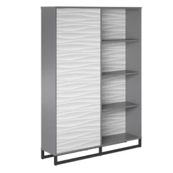 65.51" Large Maddock Bookcase Room Divider With Faux Wave Pattern Graphite - Room & Joy -Room & Joy GUEST 4bd12838 00b4 4e1e b328 6ab97d23b5c7
