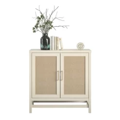 Latta 2 Door Storage Cabinet Ivory Oak/Faux Rattan - Room & Joy -Room & Joy GUEST 54667f32 bb35 4759 9eee 15cdadb8f1e5