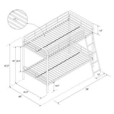 Twin Over Twin Evan Metal Bunk Bed - Room & Joy 10 Twin Over Twin Evan Metal Bunk Bed - Room & Joy - Image 8