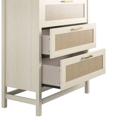 Latta 5 Drawer Dresser Ivory Oak/Faux Rattan - Room & Joy 8 Latta 5 Drawer Dresser Ivory Oak/Faux Rattan - Room & Joy - Image 6