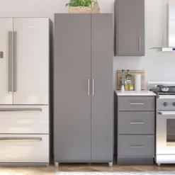 Cabell Tall Asymmetrical Cabinet Graphite Gray - Room & Joy