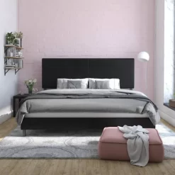 King Jena Faux Leather Upholstered Bed Black - Room & Joy -Room & Joy GUEST 61c63cba 9414 460e a5cf 6c2bf7893ba0