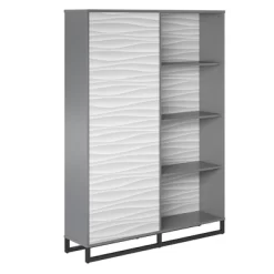 65.51" Large Maddock Bookcase Room Divider With Faux Wave Pattern Graphite - Room & Joy -Room & Joy GUEST 63b7b8d9 714b 48b1 8ea0 118b635aaf3d