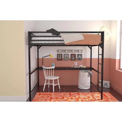 Twin Max Metal Loft Bed With Desk Black - Room & Joy 4 Twin Max Metal Loft Bed With Desk Black - Room & Joy - Image 3