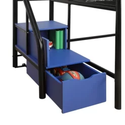 Twin Jamie Junior Loft Bed With Storage Steps Black - Room & Joy -Room & Joy GUEST 66a38199 171e 434e 995b 709974b01556