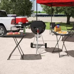 Front Page 35 18" X 26" 2pk Adjustable Height Personal Folding Tailgate Table Black - Room & Joy