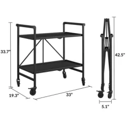 Indoor/Outdoor Folding Serving Cart With Wheels & Shelves - Black - Room & Joy -Room & Joy GUEST 71ff24e1 aef2 452f bafe 6a81dd111a68