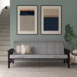 Full Brixen Wood Arm Metal Futon Frame With 6" Mattress - Room & Joy -Room & Joy GUEST 728a0b52 d5de 4e9c a217 bc19a893411d