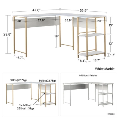 Woodbury L Desk Terrazzo - Room & Joy 11 Woodbury L Desk Terrazzo - Room & Joy - Image 9