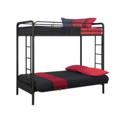 Twin Over Futon Leonora Metal Bunk Bed - Room & Joy -Room & Joy GUEST 853cccad 8aaa 43a9 9bbd 04247822eb46