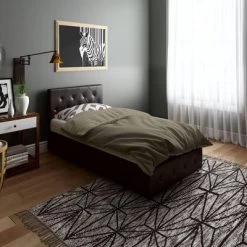 Dalia Faux Leather Upholstered Bed With Storage Black - Room & Joy -Room & Joy GUEST 8576be6a fe65 405c a272 24c3eedb551b