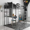 Twin Adele Loft Bed With Desk Silver - Room & Joy