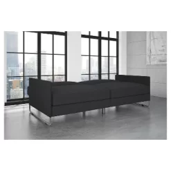 Prescott Convertible Futon Gray Linen - Room & Joy -Room & Joy GUEST 995b6aef 8891 477d 8436 a23bf57de2a5