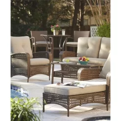 3pc Lakewood Ranch Steel Woven Wicker Outdoor High Top Bistro Patio Furniture Set With Cushions Brown - Room & Joy -Room & Joy GUEST 9d74c3eb a8e9 4c45 b79b 33fefa4a69de