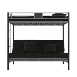 Twin Over Futon Maxence Metal Bunk Bed Silver/Black - Room & Joy -Room & Joy GUEST 9e66d74e 9b2d 4bbb 9c12 2126c9d3bbf2