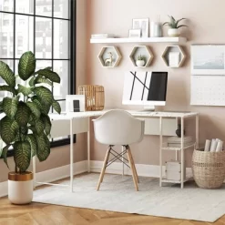 Woodbury L Desk Terrazzo - Room & Joy