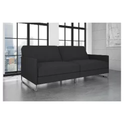 Prescott Convertible Futon Gray Linen - Room & Joy -Room & Joy GUEST a0dee28f ed2a 4503 b29d 90c008863af0