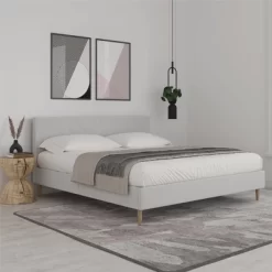Venus Tufted Upholstered Bed Gray Linen - Room & Joy
