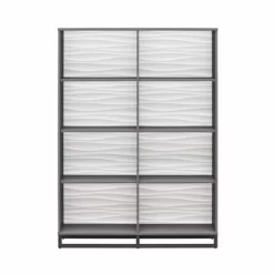 65.51" Large Maddock Bookcase Room Divider With Faux Wave Pattern Graphite - Room & Joy -Room & Joy GUEST a3ed648d 009a 47dc b677 efb482beeef1