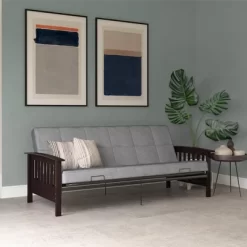 Full Brixen Wood Arm Metal Futon Frame With 6" Mattress - Room & Joy -Room & Joy GUEST a7595a38 366b 4b22 9b5b 798acbdabdad