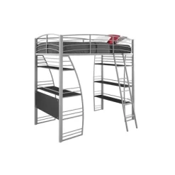 Andy Metal Loft Bed With Integrated Desk And Shelves - Room & Joy -Room & Joy GUEST a81ddca4 c0f7 43fa 9b27 b3004b39cafa