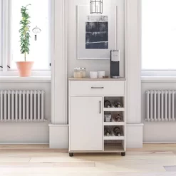 Canturbury Bar Cabinet With Beverage Shelves White - Room & Joy