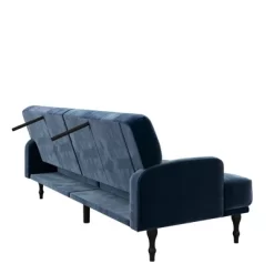 Lyla Upholstered Velvet Futon Blue - Room & Joy -Room & Joy GUEST aef51cd8 ec66 4513 8ef3 d770dd9f6b53