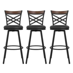 Set Of 3 Nettie Upholstered Adjustable Seat Swivel Barstools Black - Room & Joy 12 Set Of 3 Nettie Upholstered Adjustable Seat Swivel Barstools Black - Room & Joy -Room & Joy GUEST af91b8fa e276 42cd a28f dd613f7c5416